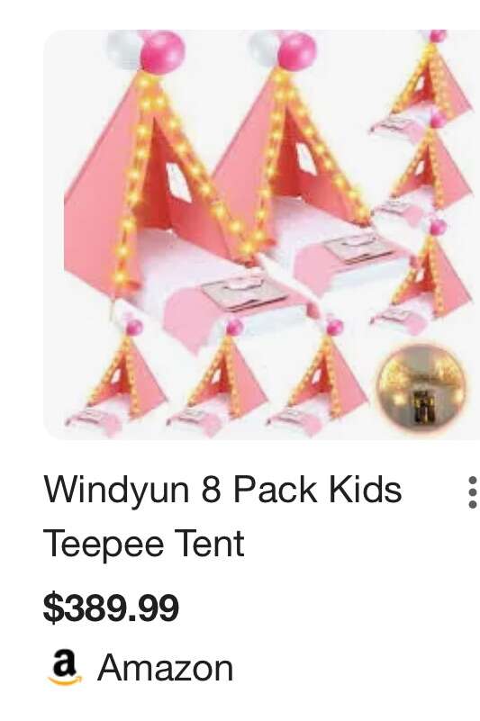 8 Piece Pink Teepee Bed, Party, Kids Tent For Part