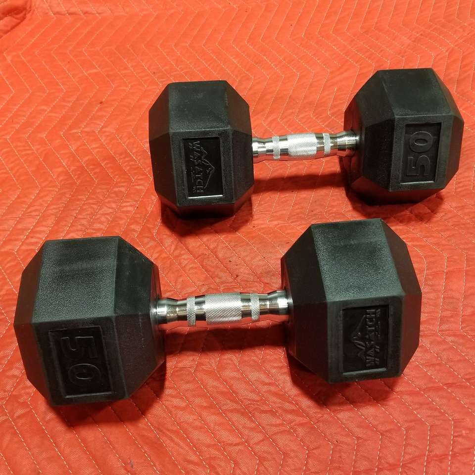50# Pair Rubber Dumbbells - Multiple Options