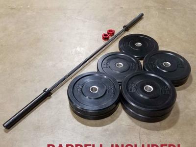 315LB Bumper Plate Set Includes Commercial Barbell