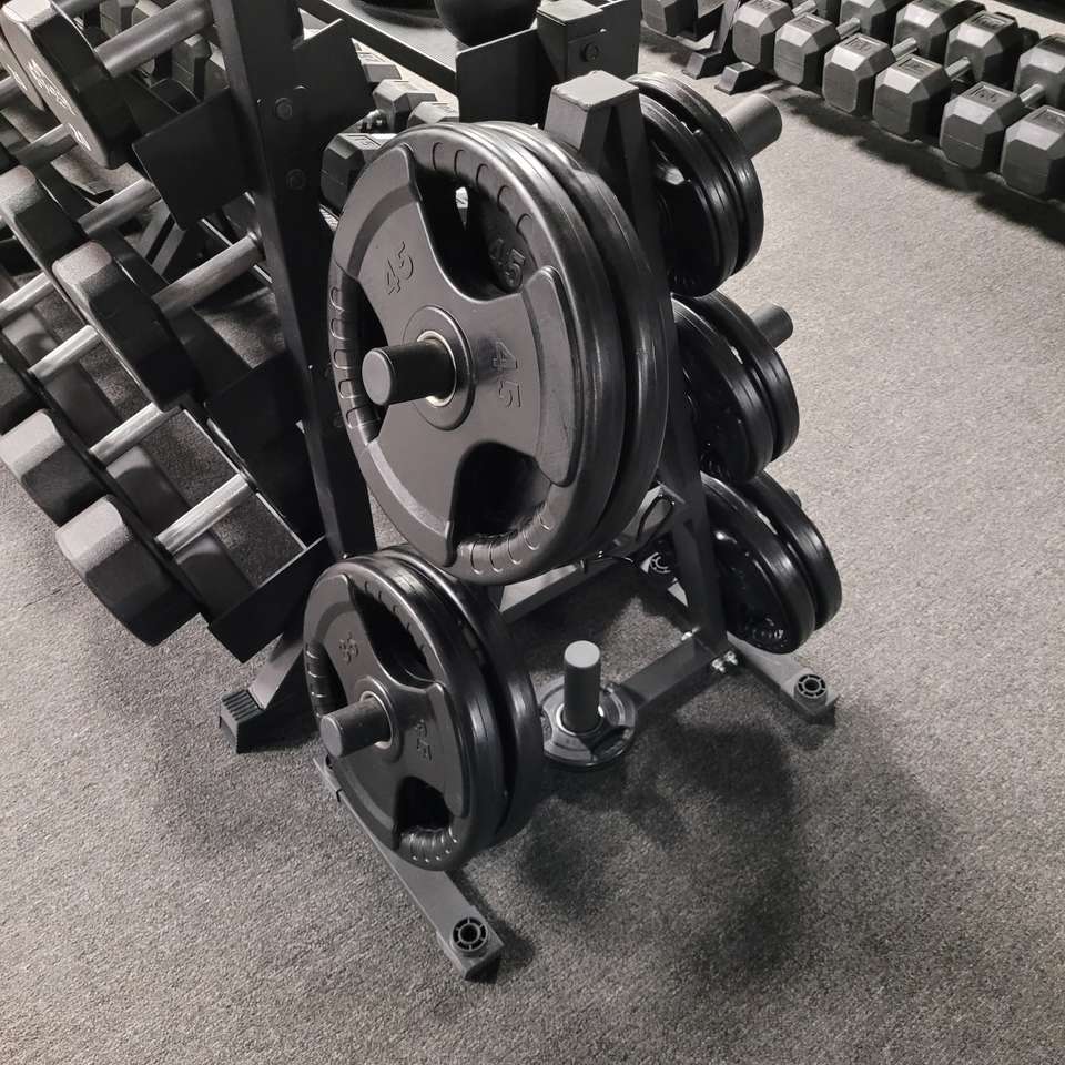 300# Rubber Grip Olympic Plate Set Incl Bar & Tree