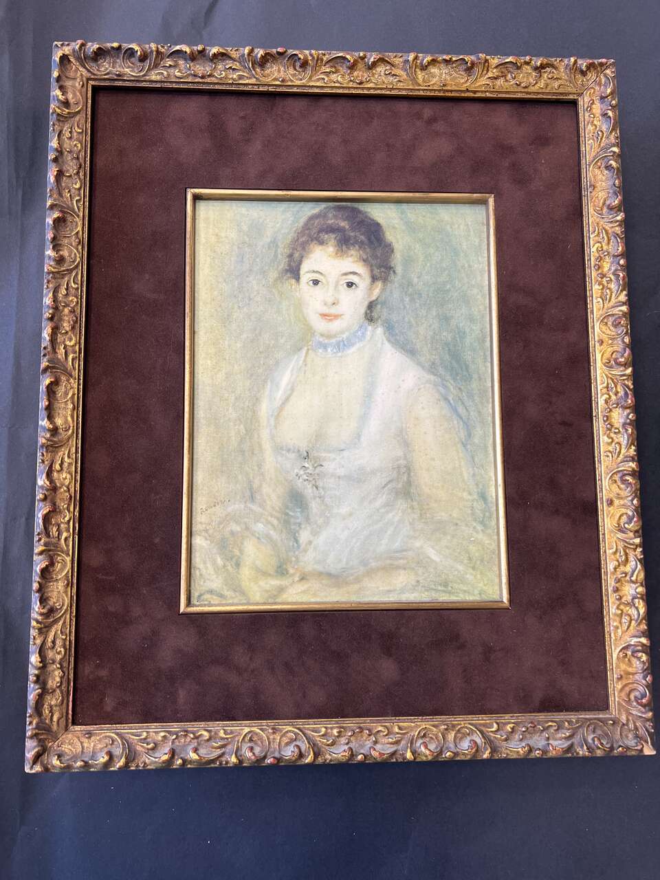 Beautiful Antique Gold Leaf Wood Ornate Picture Frame with a Pierre Auguste Renoir art print