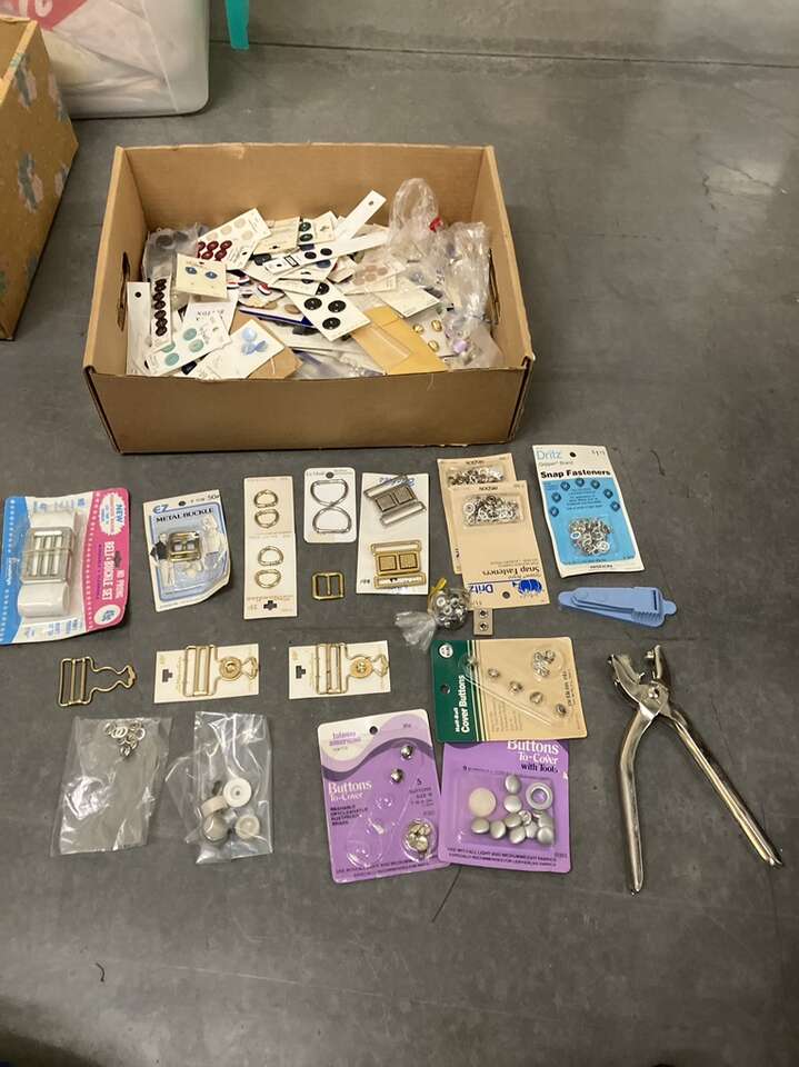 Vintage Buttons, Buckles, Snap, Fasteners And Tool