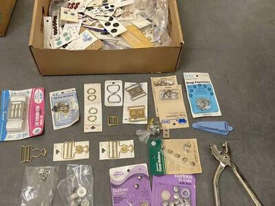 Vintage Buttons, Buckles, Snap, Fasteners And Tool