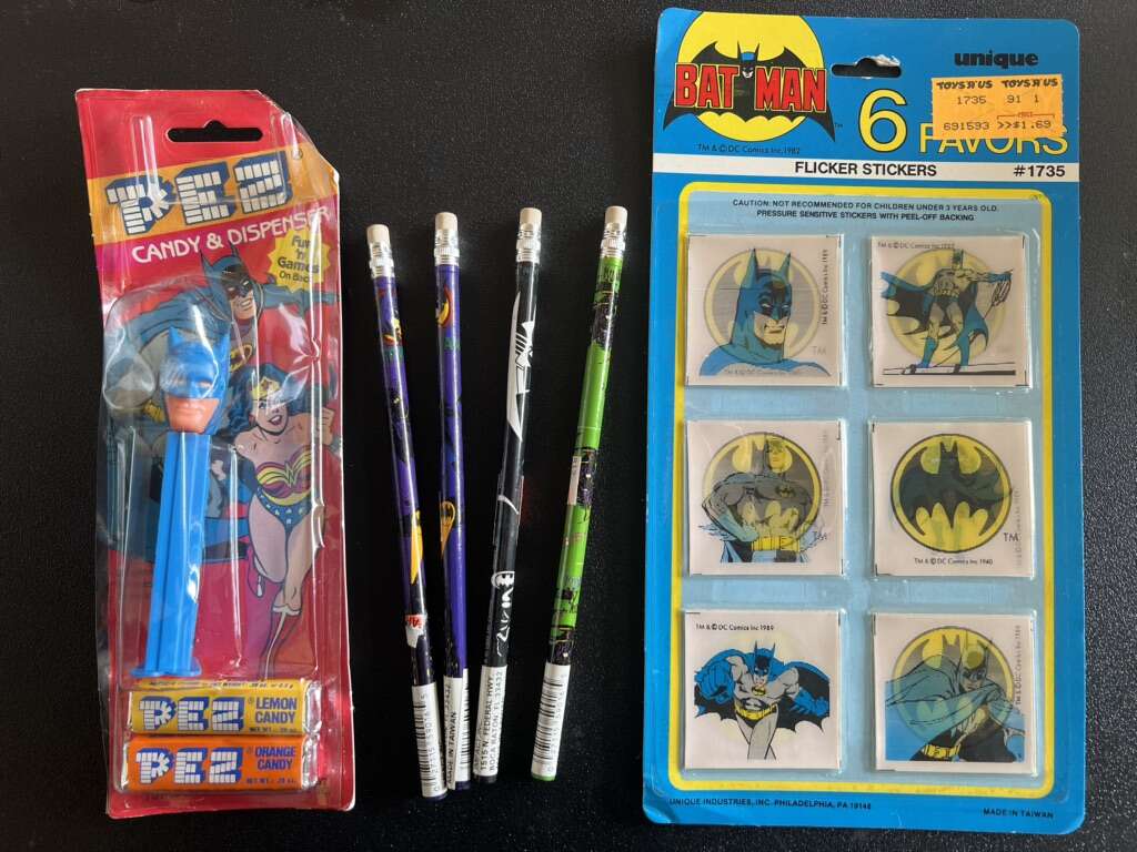 Batman Vintage Lot Pez Pencils Stickers