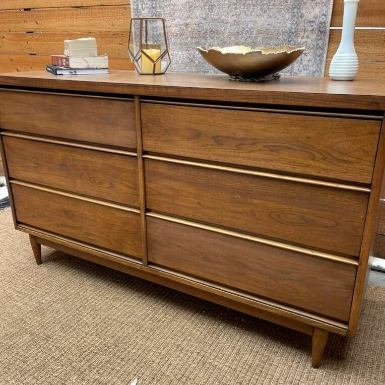 Vintage Walnut Six Drawer Dresser Furniture