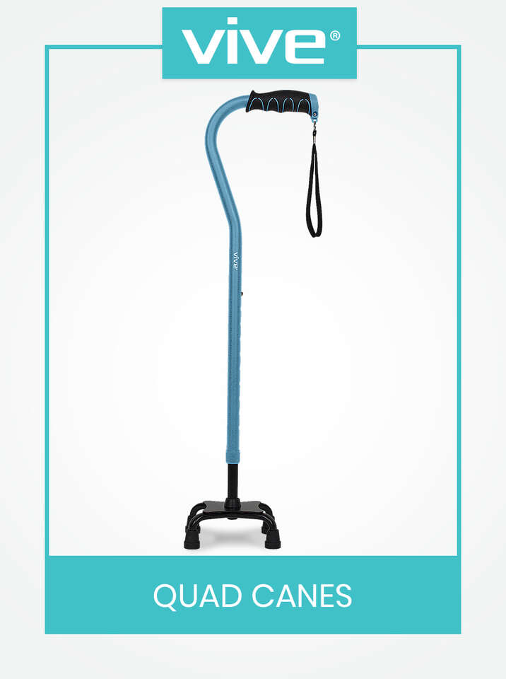 Lightweight Adjustable Cane - Comfortable Right and Left Hand Grip - Four Prong Sturdy Aluminum Travel Aid - 4 Tip Blue