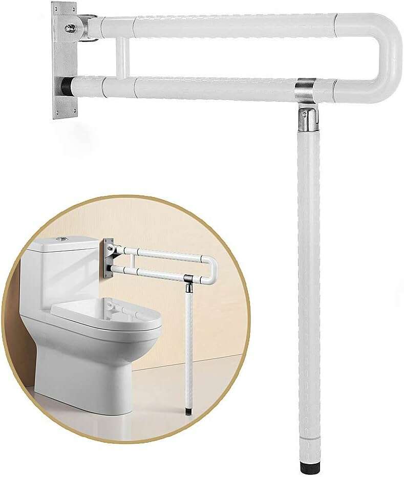 Handicap Grab Bars for Bathroom, Foldable Stainless Toilet Grab Bar with Textured Grip, 29.5(L) x27.5(H) in