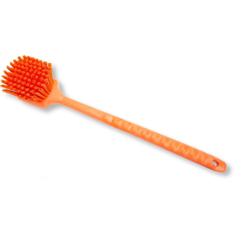 Plastic Large Scrub Brush, Kitchen Brush, Utility Brush With Long Handle 20 Inches, Orange