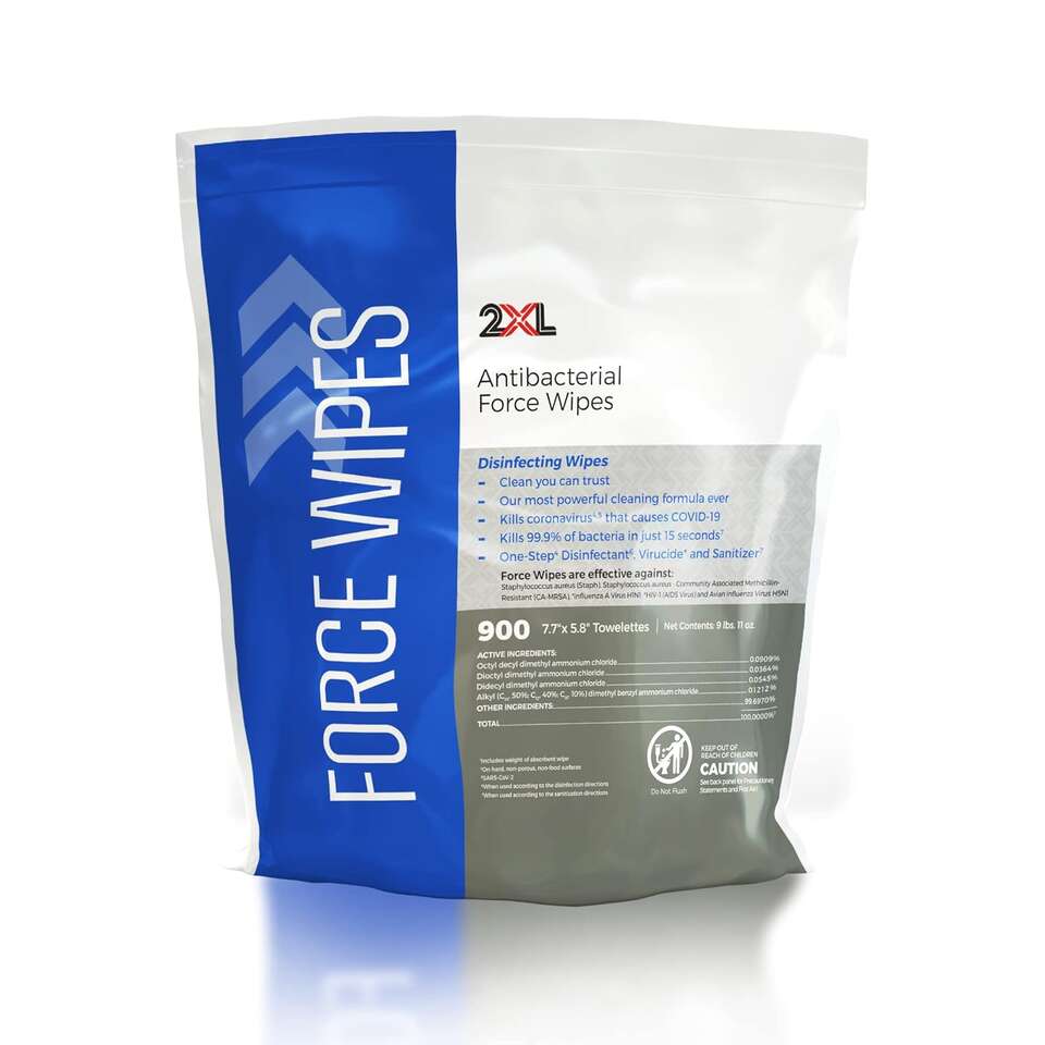 2XL 401-4 Gymwipes/CareWipes Antibacterial Force Refill, 8" x 6", White (Pack of 900)