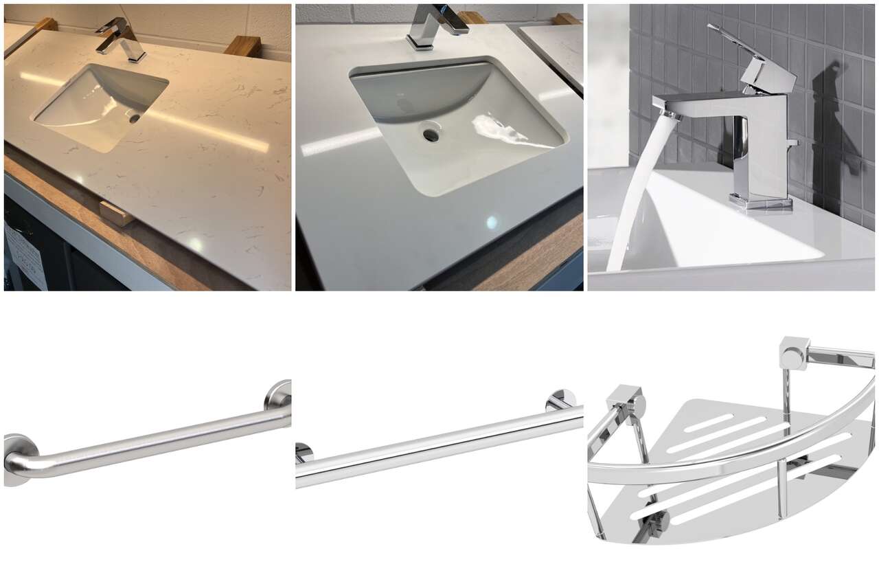 75% OFF! NEW Bathroom Countertops, Sinks, Faucet, Safety Handles, Corner Baskets, Towel Bars - Residential & Commercial
