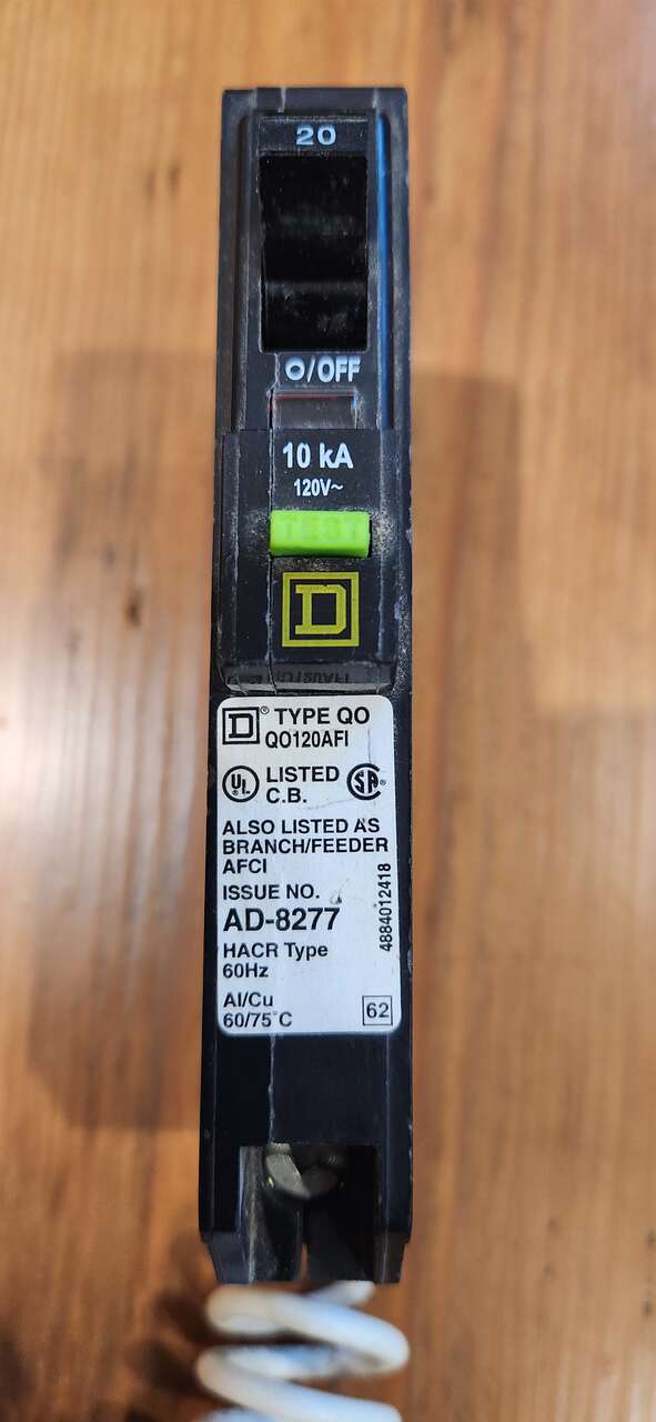 Square D Plug-In 120 V 20 A  1 Pole Circuit Breaker