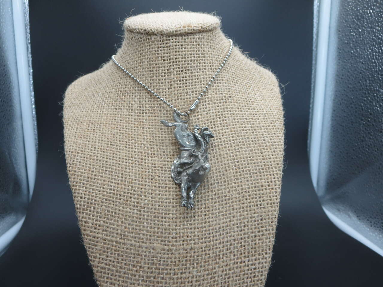 Cowboy Bull Rider 3D 8 Seconds .925 Sterling Silver Pendant