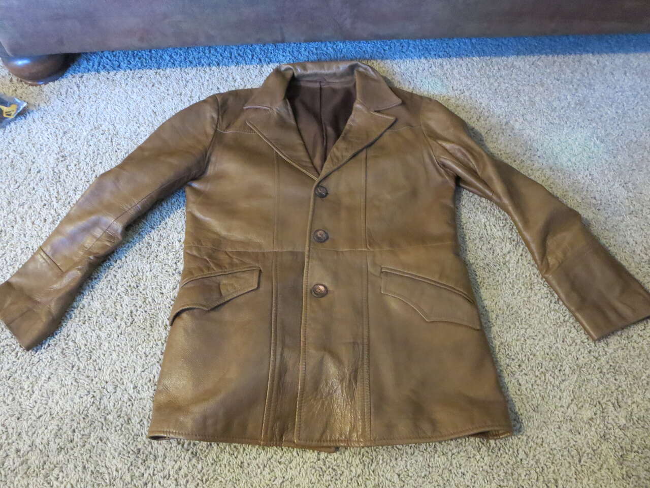 Vintage 70s Pioneer wear brown leather jacket Size S 38
