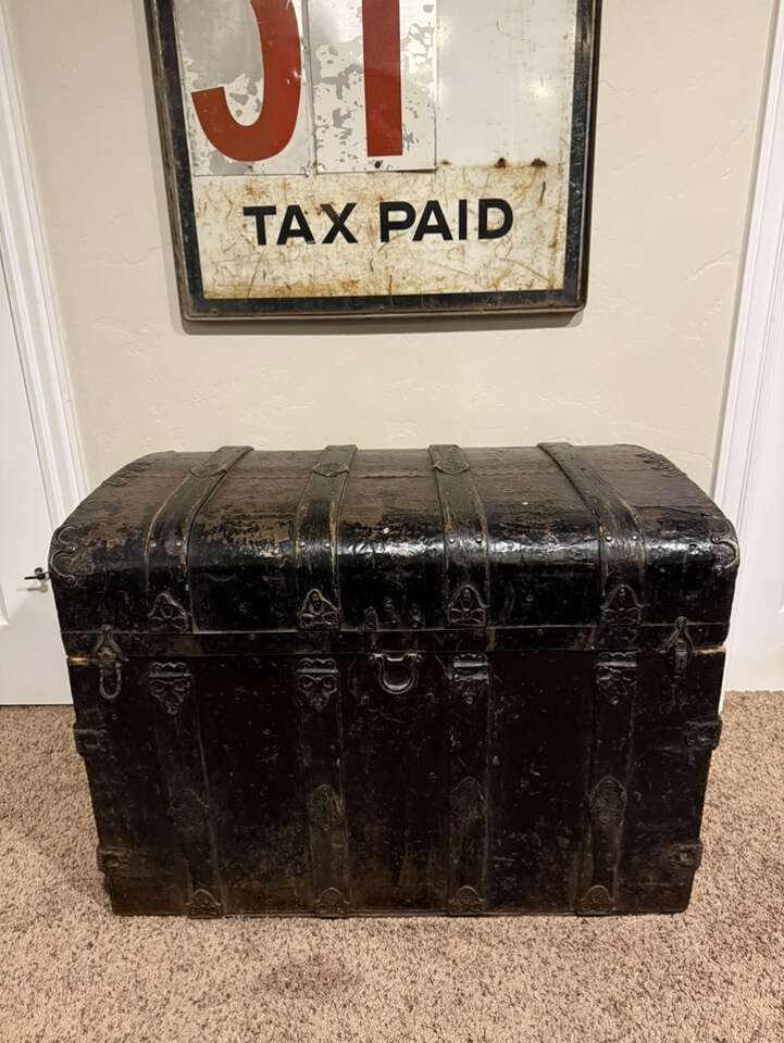 Vintage Black Wood/metal Trunk