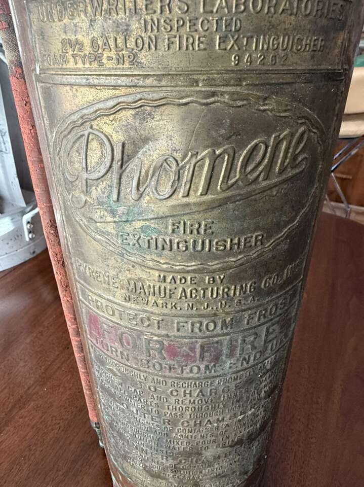 Vintage Brass And Copper Fire Ex.