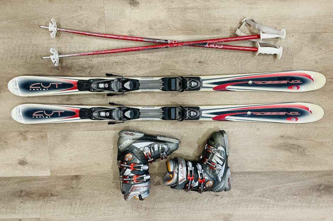 Skis, Boots, And Pole Set Winter Sports