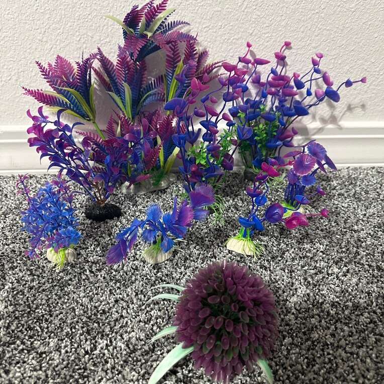 Purple and Blue Aquarium Plants 9 Pc Pets