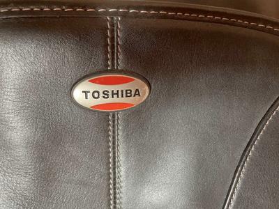 Black Leather Toshiba Laptop/Travel Bag.