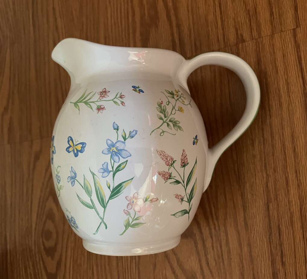 Flowers And Butterflies Ceramic Pitcher/Decor.