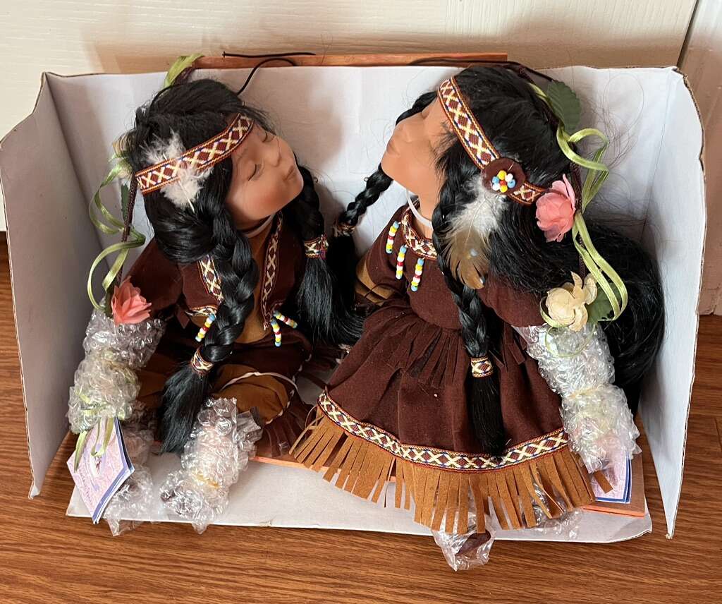 Native American Girls On The Swing Porcelain Dolls