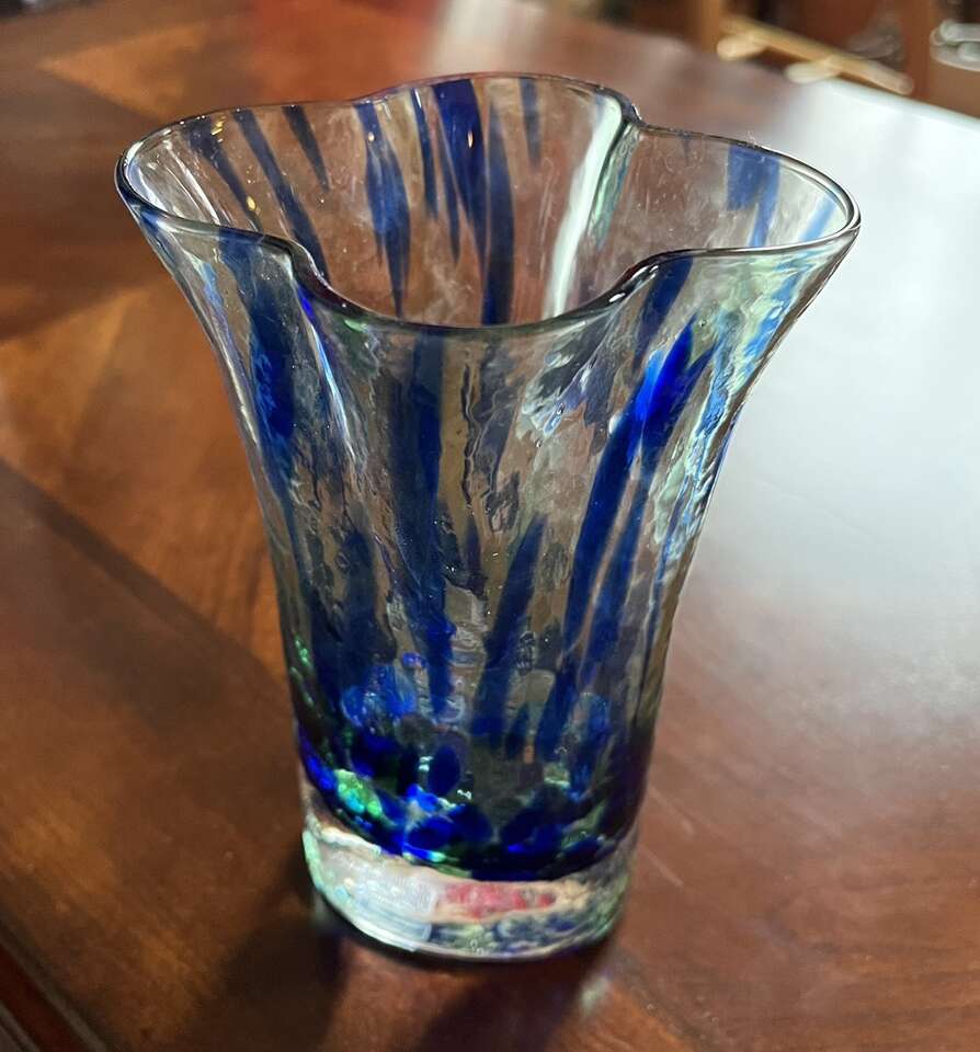 Blue-green Handmade In Sweden Breeze Vase