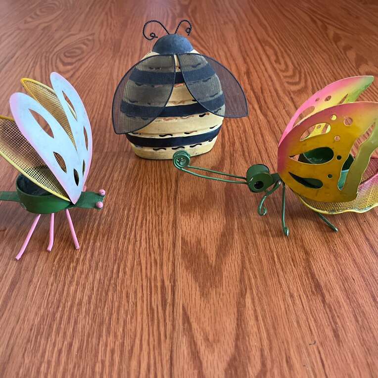 Set Of 3 Outdoor Bugs Candle Holders