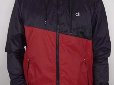 NEW Men’s XL Black-Red CK Hooded Windbreaker