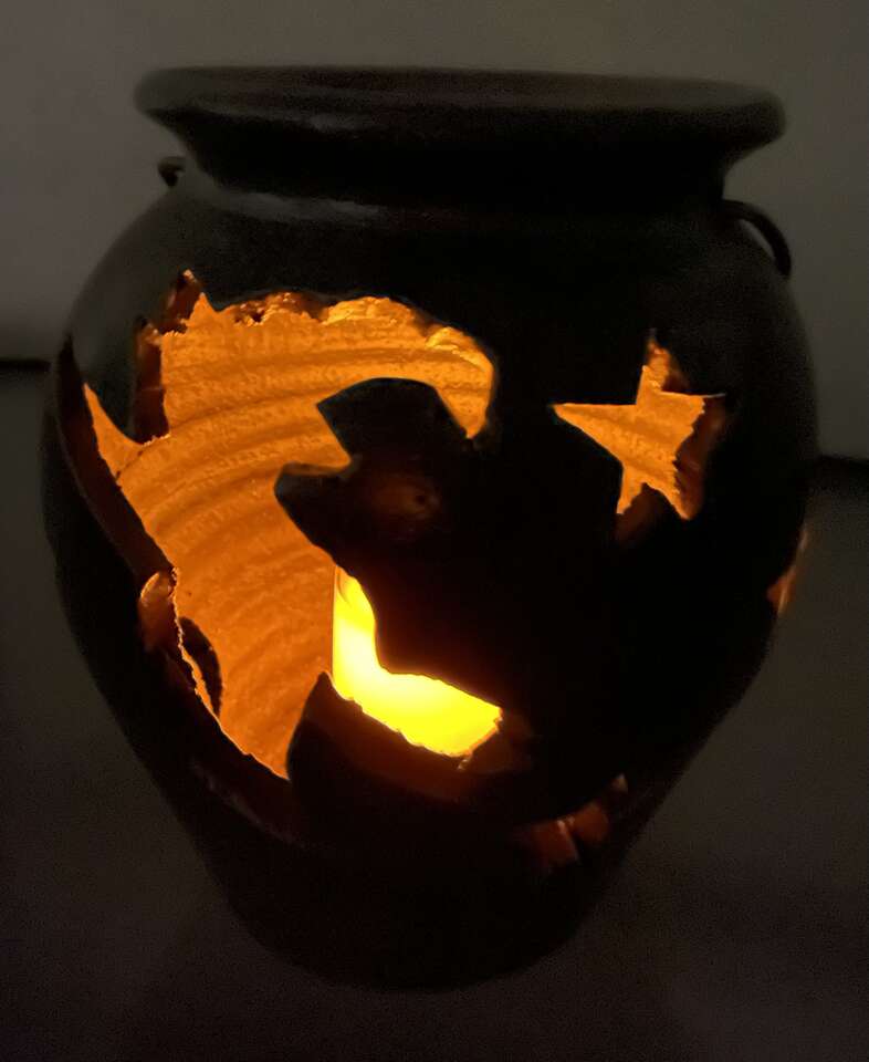 New Flying Witch, Stars, Moon Halloween Indoor/Outdoor Lantern Cauldron Porch/Patio Decor Pot w/handle, $10