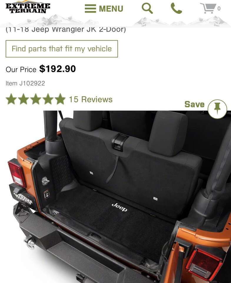 NEW OEM Jeep Wrangler Cargo Mat