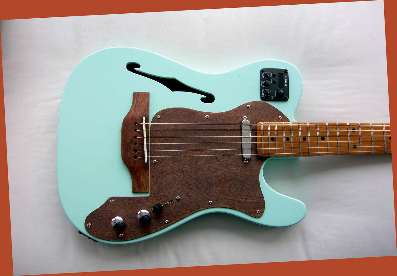 Flow Acoustasonic Electric/Acoustic Hybrid Thinline Guitar,Rosewood Pickguard and Bridge