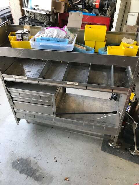 Ford Transit work shelf tools etc.