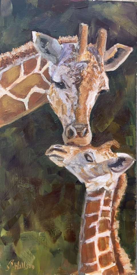 OIL PAINTING ORIGINAL Mother's Kiss