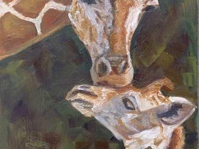 OIL PAINTING ORIGINAL Mother's Kiss