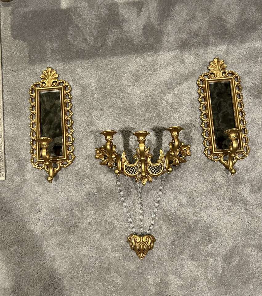 HOMCO Mid Century Wall Sconces, Candle Holder