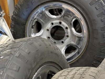 (4) 245 75 R17 LOAD E DODGE RAM TIRES AND WHEELS