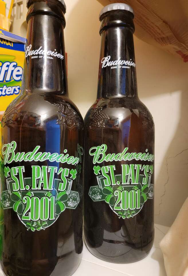 MAN CAVE 14.5" TALL ST. PATRICK BUDWEISER BOTTLES