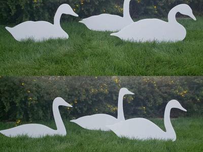 Silhouette Swan Decoys White Corrugated Silos