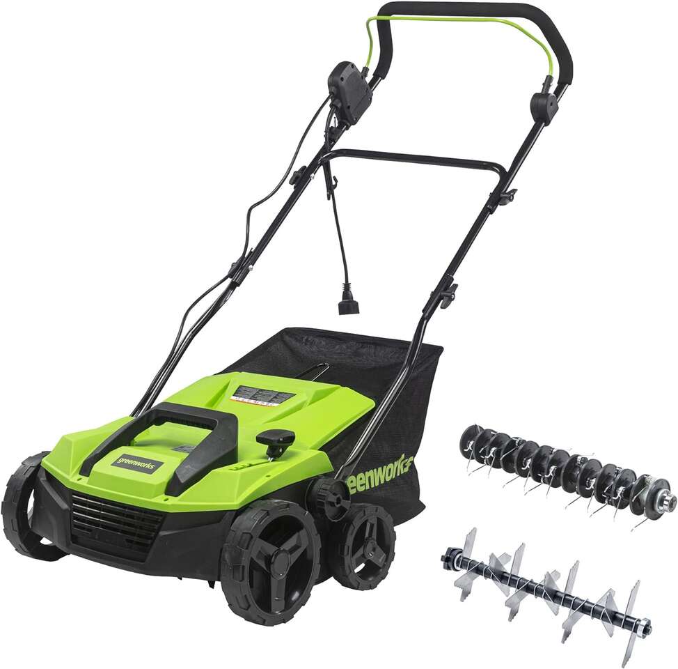 For Rent Greenworks 13 Amp 14-Inch Corded Dethatcher / Scarifier, DT13B00