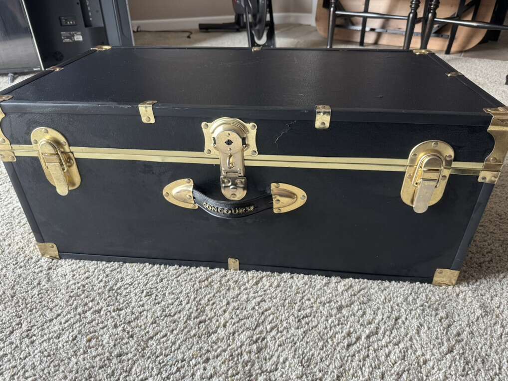 Concourse VIntage Steamer Trunk Black and Gold