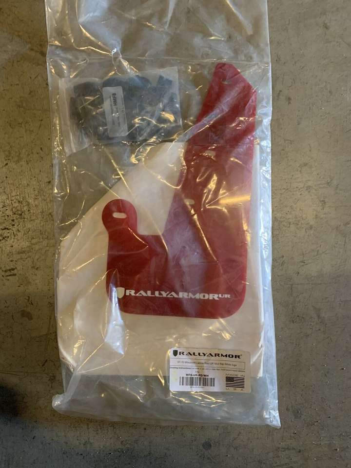 Rally Armor UR Mudflaps Red Urethane White Logo Mitsubishi Lancer 2007-2012 RallyArmor MF8-UR-RD/WH