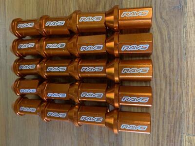 Volk Racing Dura-Nut L42 Straight Type M12x1.25 Lock and Nut Set Orange Universal WDURA4212125O WRXSTI WRX STI