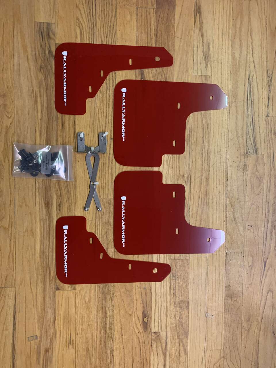 Rally Armor UR Mudflaps Red Urethane White Logo Mazda 3 2014-2015 RallyArmor MF31-UR-RD/WH