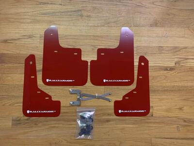 Rally Armor UR Mudflaps Red Urethane White Logo Mazda 3 2014-2015 RallyArmor MF31-UR-RD/WH