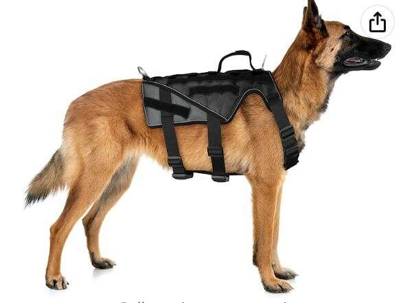 NEW -KROMEN brand Tactical Dog Harness -No Pull -Working Dog Vest Sz Large, Black
