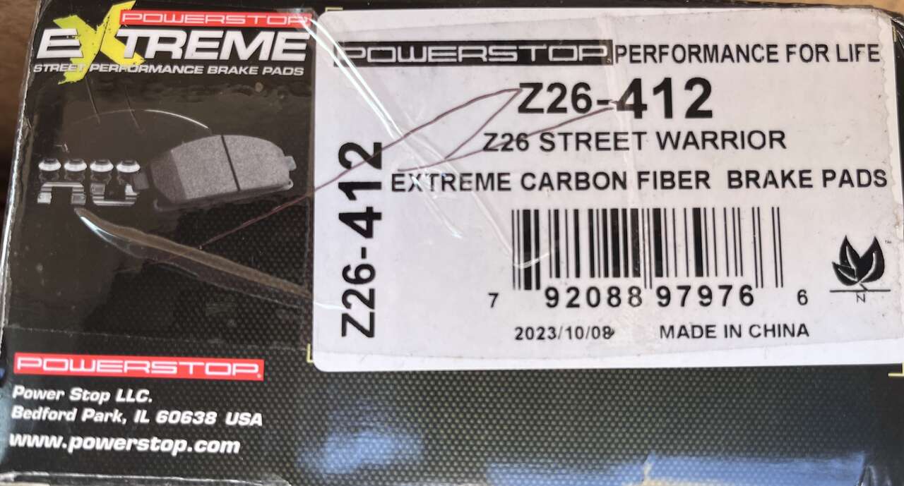 Power Extreme Brake Pads Z26-412, Corvette, Mustang, Camaro, Firebird