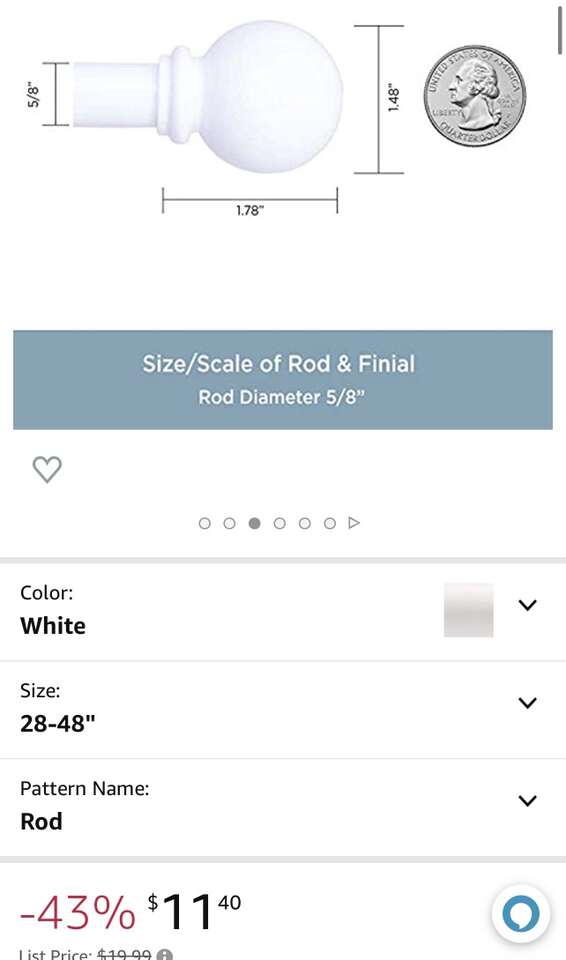 Kenny 24” Thru 48” Curtain Rods. 4 Ea