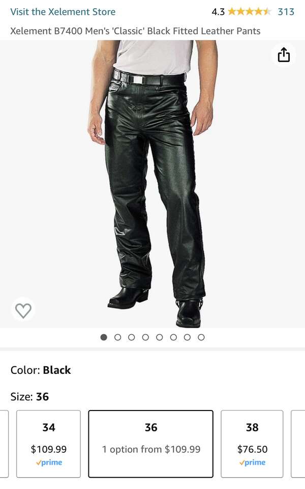 Xelement B7400 Men's 'Classic' Black Fitted Leather Pants Size 36