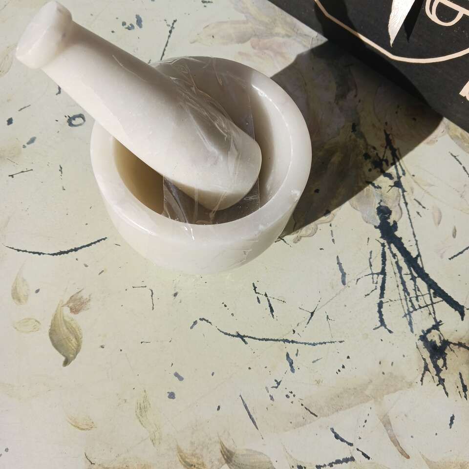 Heavy marble mortar and pestle