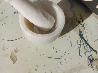 Heavy marble mortar and pestle