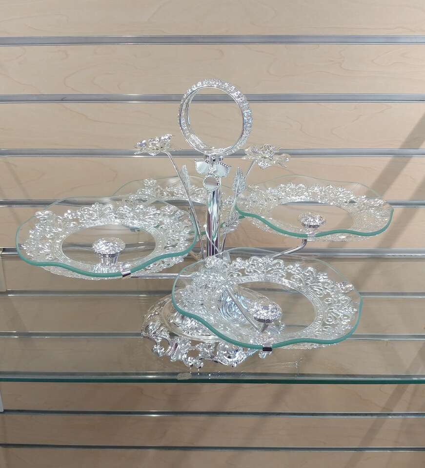 4 Tier Glass Vase / Dish / Decor - $54.99 ( NEW ) silver
